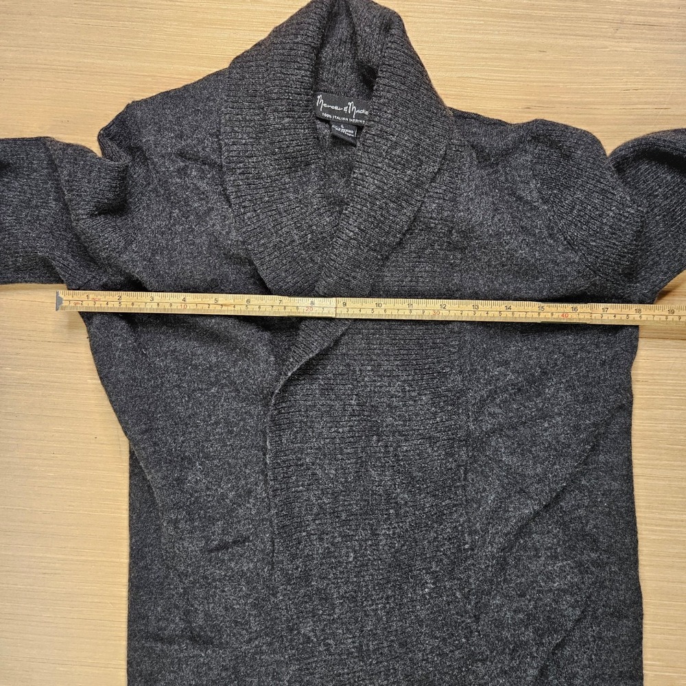 Mercer & Madison Cardigan Womens L Charcoal Grey Italian Merino Wool Open Front - Picture 5 of 10